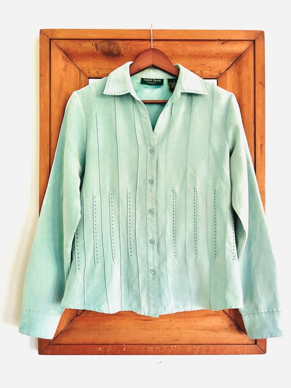 Y2K vintage ice blue faux suede button down shacket